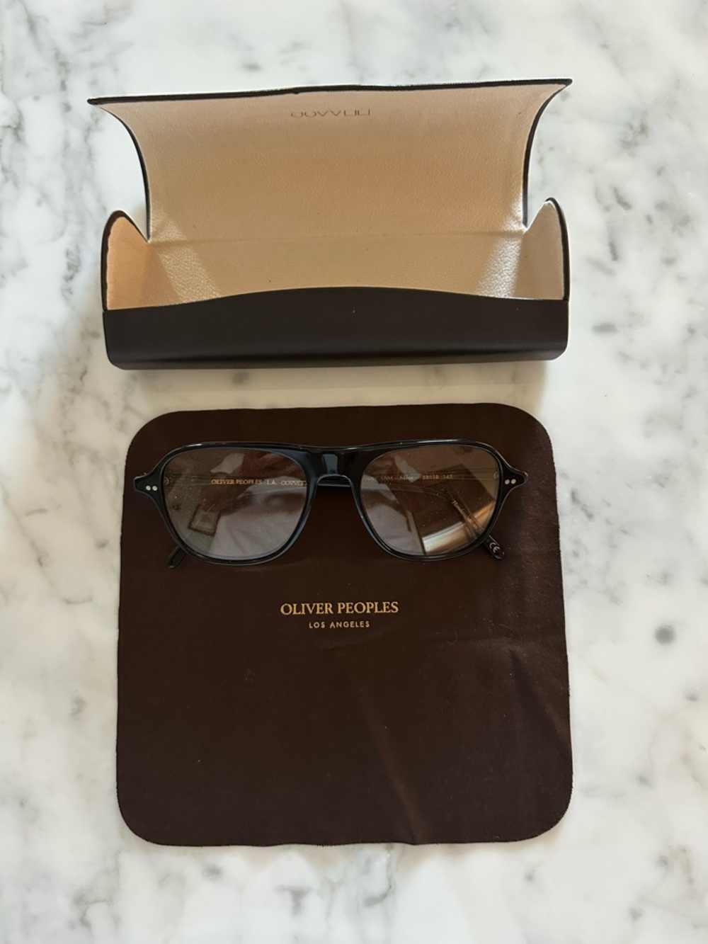 Oliver Peoples NILOS Men's Black Frame Sunglasses with Brown Lenses and Case - Picture 2 of 2